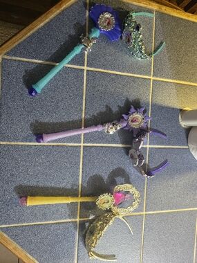 Disney Purple, Teal, Yellow Princess Wands & Tiaras Set